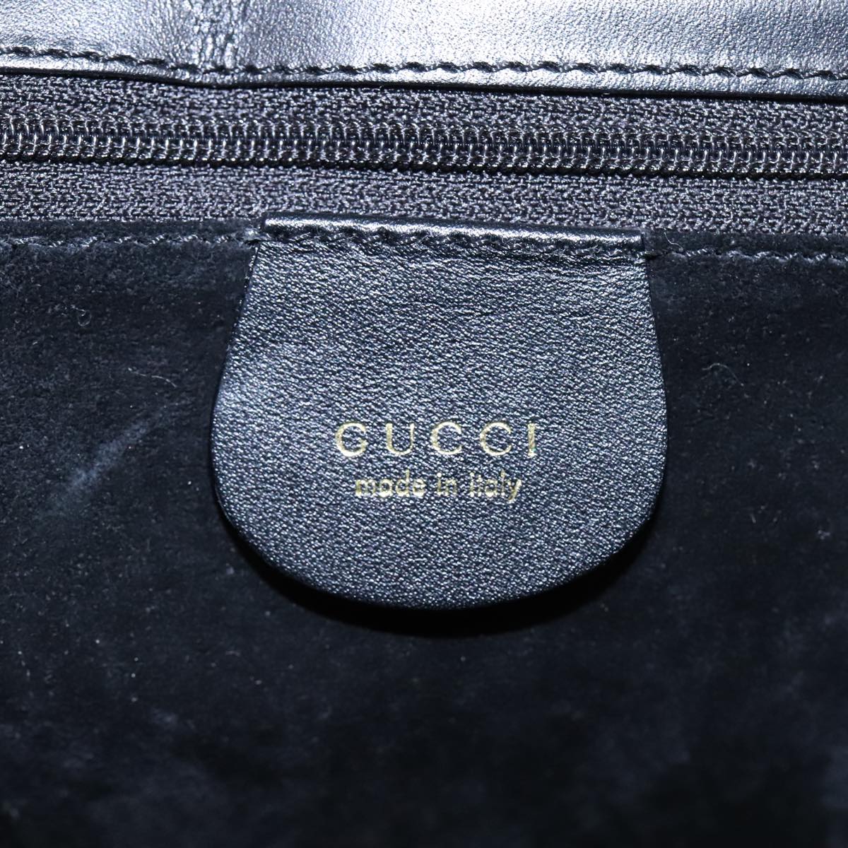 GUCCI Shoulder Bag Leather Gold Black 001 1274 1910 yk14895