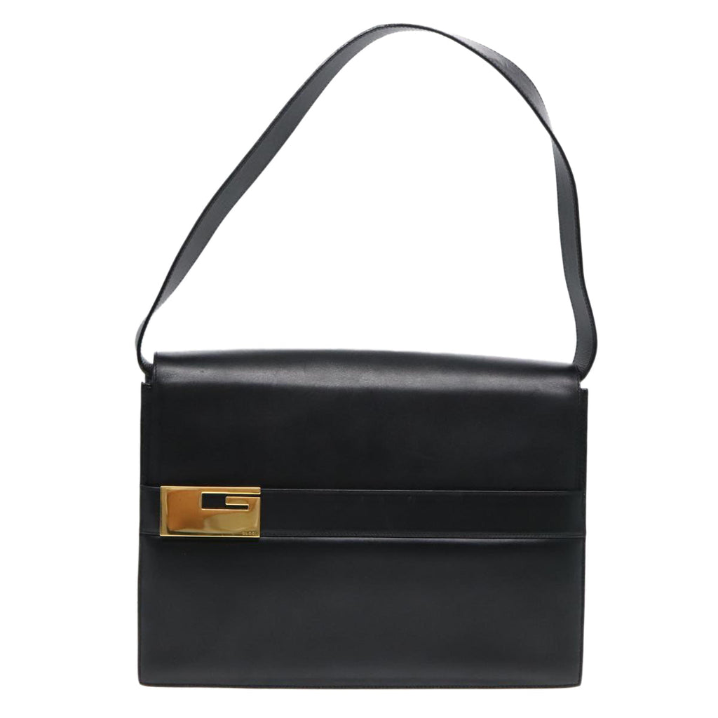 GUCCI Shoulder Bag Leather Gold Black 001 1274 1910 yk14895