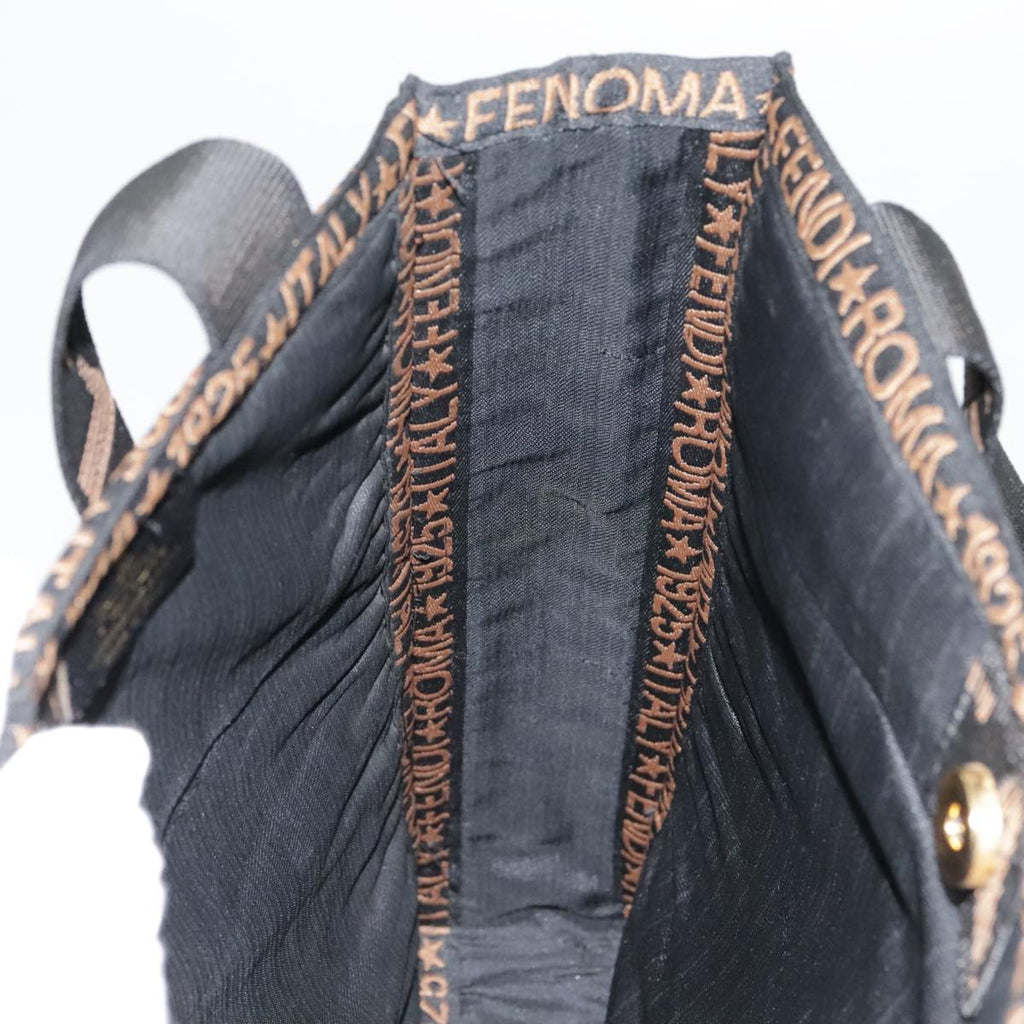 FENDI Tote Bag Straw Black Gold yk14912