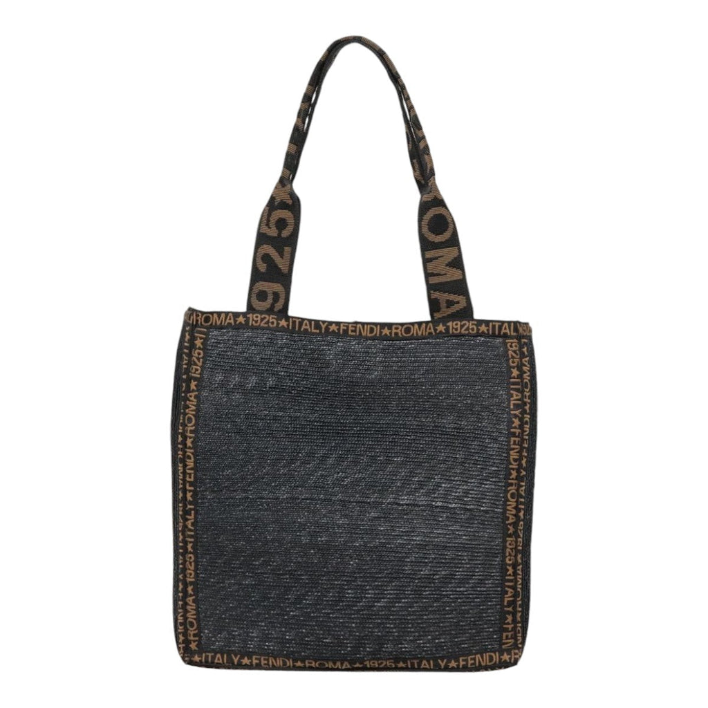 FENDI Tote Bag Straw Black Gold yk14912