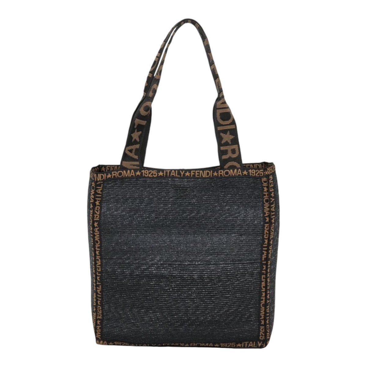 FENDI Tote Bag Straw Black Gold yk14912