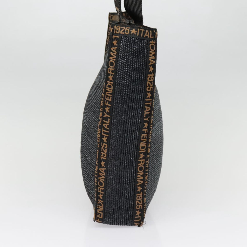 FENDI Tote Bag Straw Black Gold yk14912