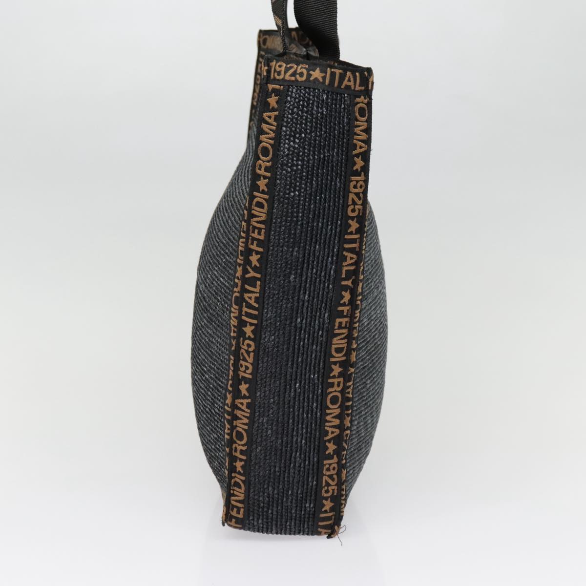 FENDI Tote Bag Straw Black Gold yk14912
