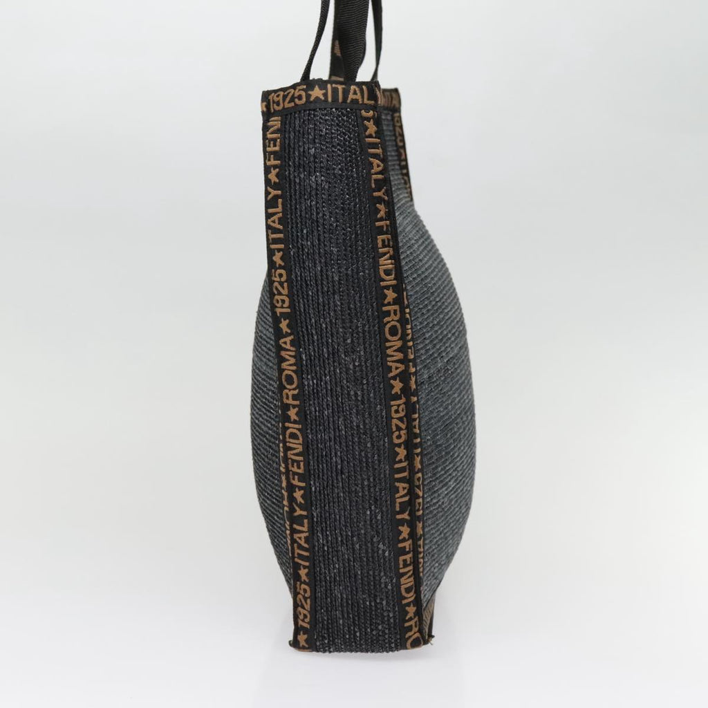 FENDI Tote Bag Straw Black Gold yk14912