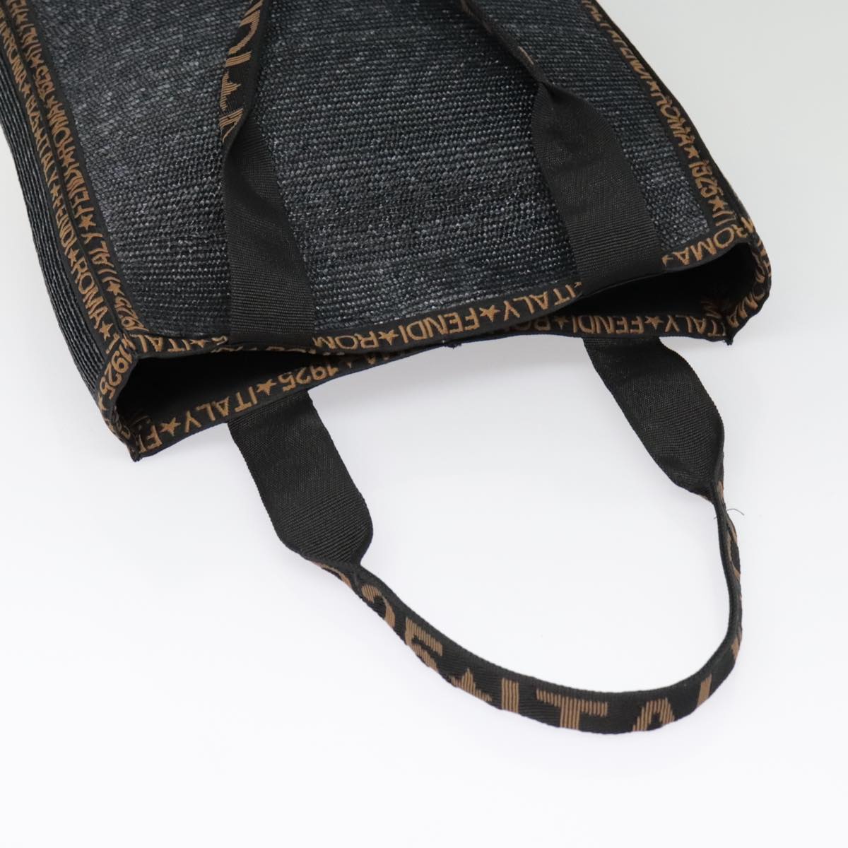 FENDI Tote Bag Straw Black Gold yk14912