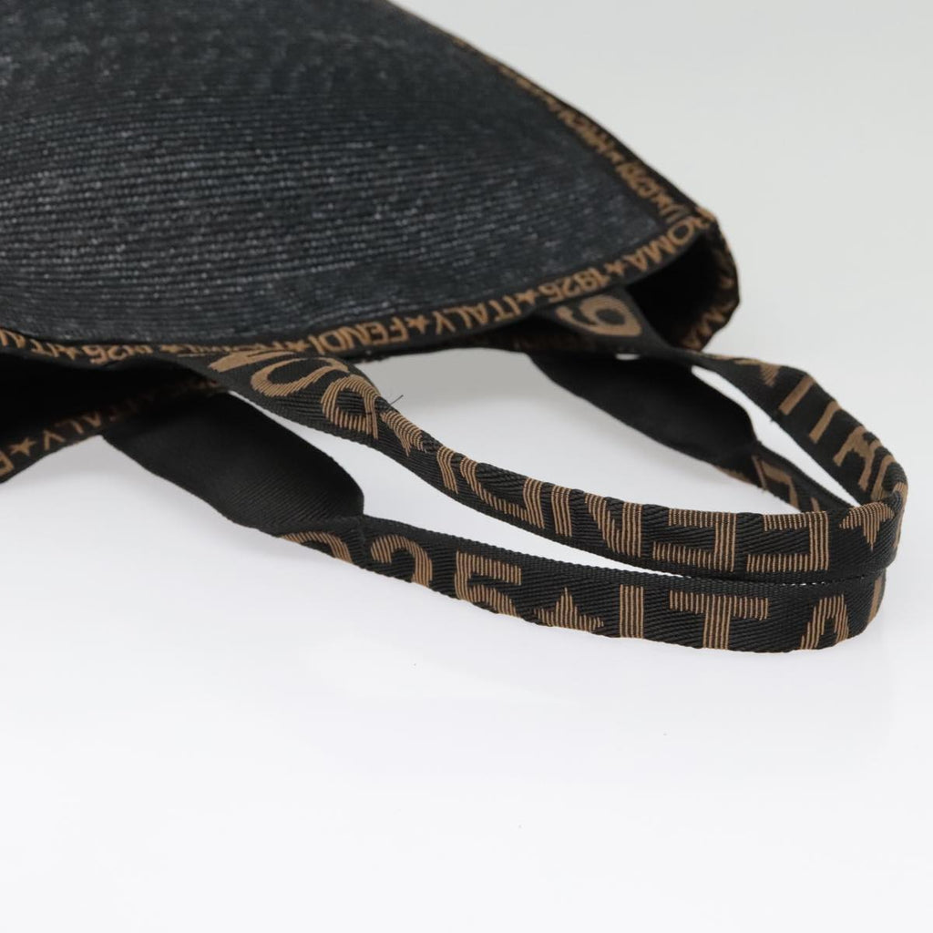 FENDI Tote Bag Straw Black Gold yk14912