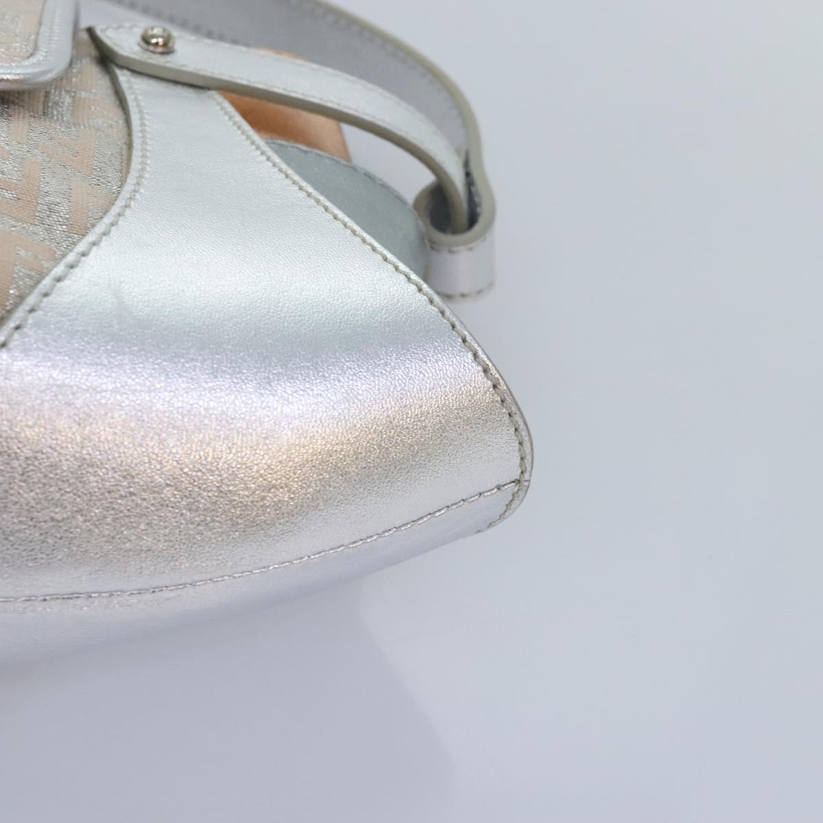 FENDI Zucchino Canvas Hand Bag Silver Black yk14936