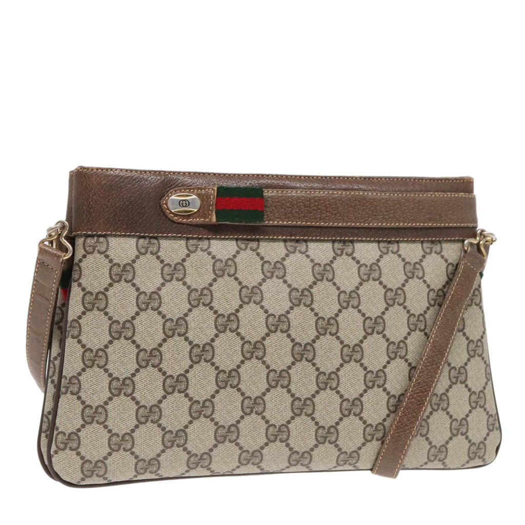 GUCCI GG Supreme Web Sherry Line Shoulder Bag PVC Beige 904 02 035 yk14942