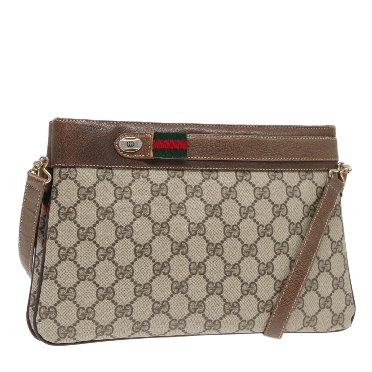 GUCCI GG Supreme Web Sherry Line Shoulder Bag PVC Beige 904 02 035 yk14942