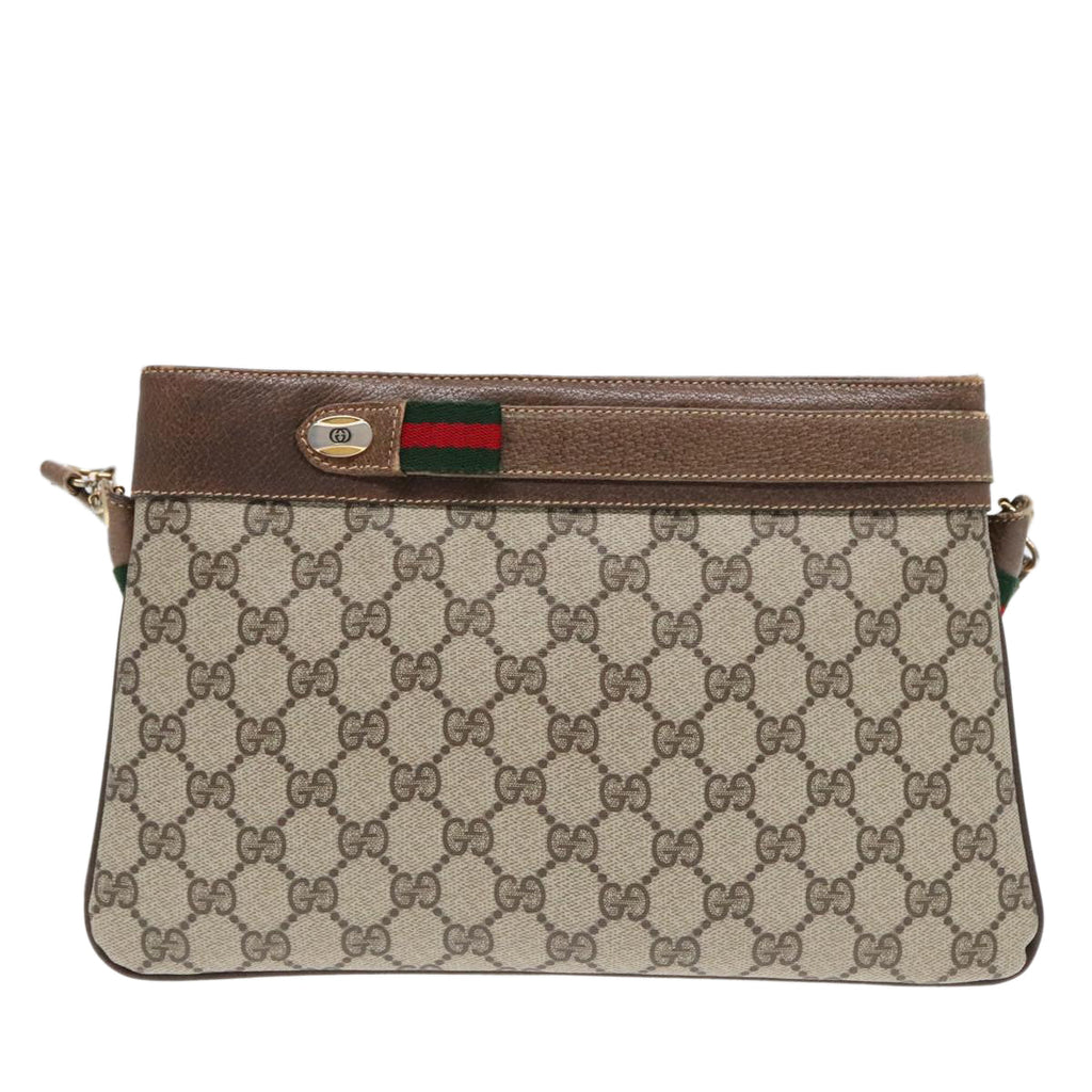 GUCCI GG Supreme Web Sherry Line Shoulder Bag PVC Beige 904 02 035 yk14942