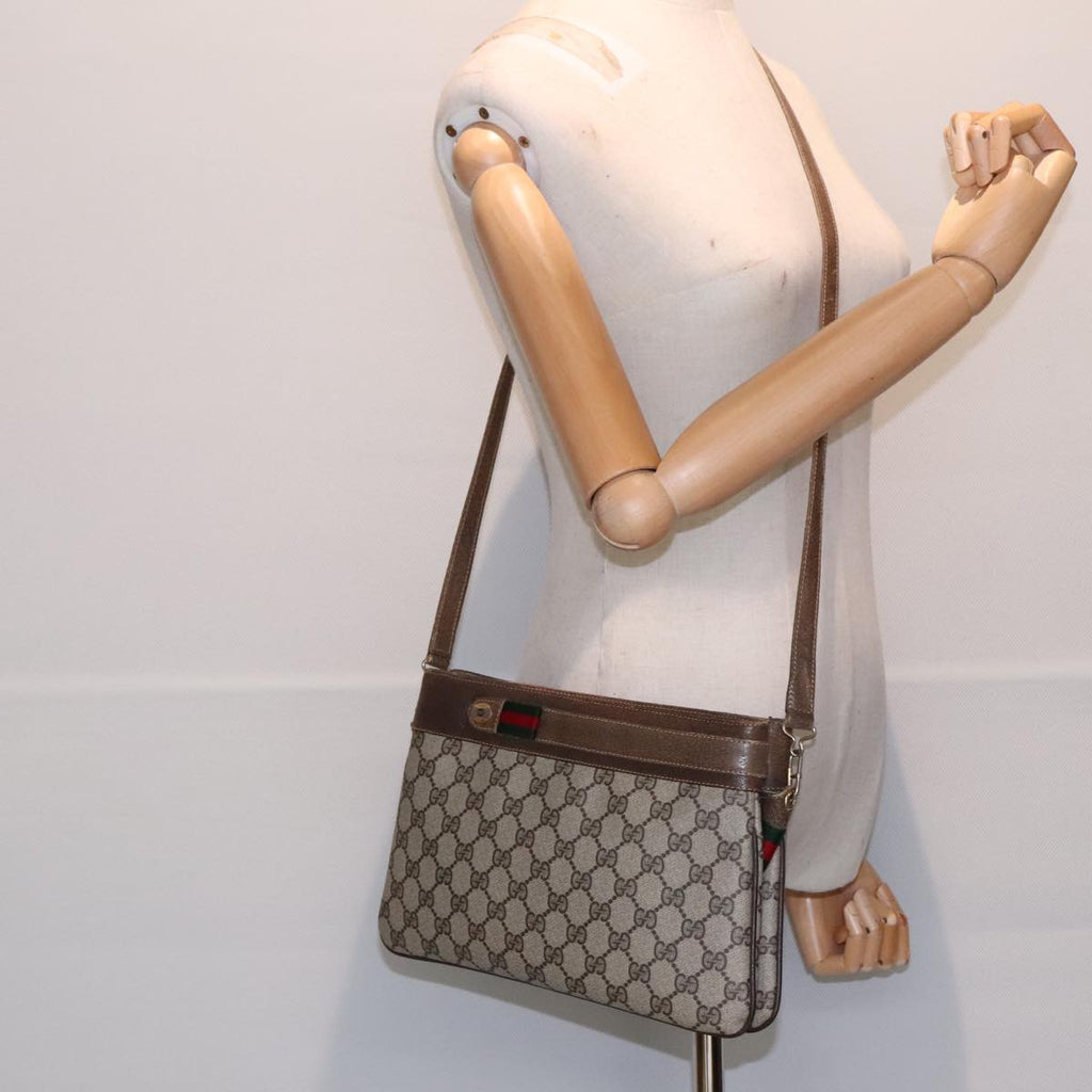 GUCCI GG Supreme Web Sherry Line Shoulder Bag PVC Beige 904 02 035 yk14942