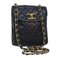CHANEL Matelasse Chain Shoulder Bag Lamb Skin Black CC yk14961A