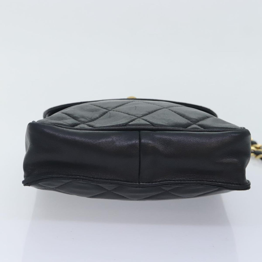 CHANEL Matelasse Chain Shoulder Bag Lamb Skin Black CC yk14961A