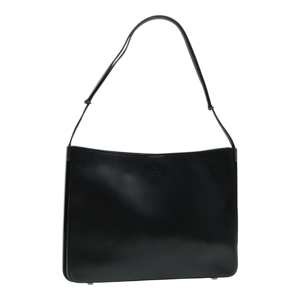 GUCCI Shoulder Bag Leather Black Silver yk14966