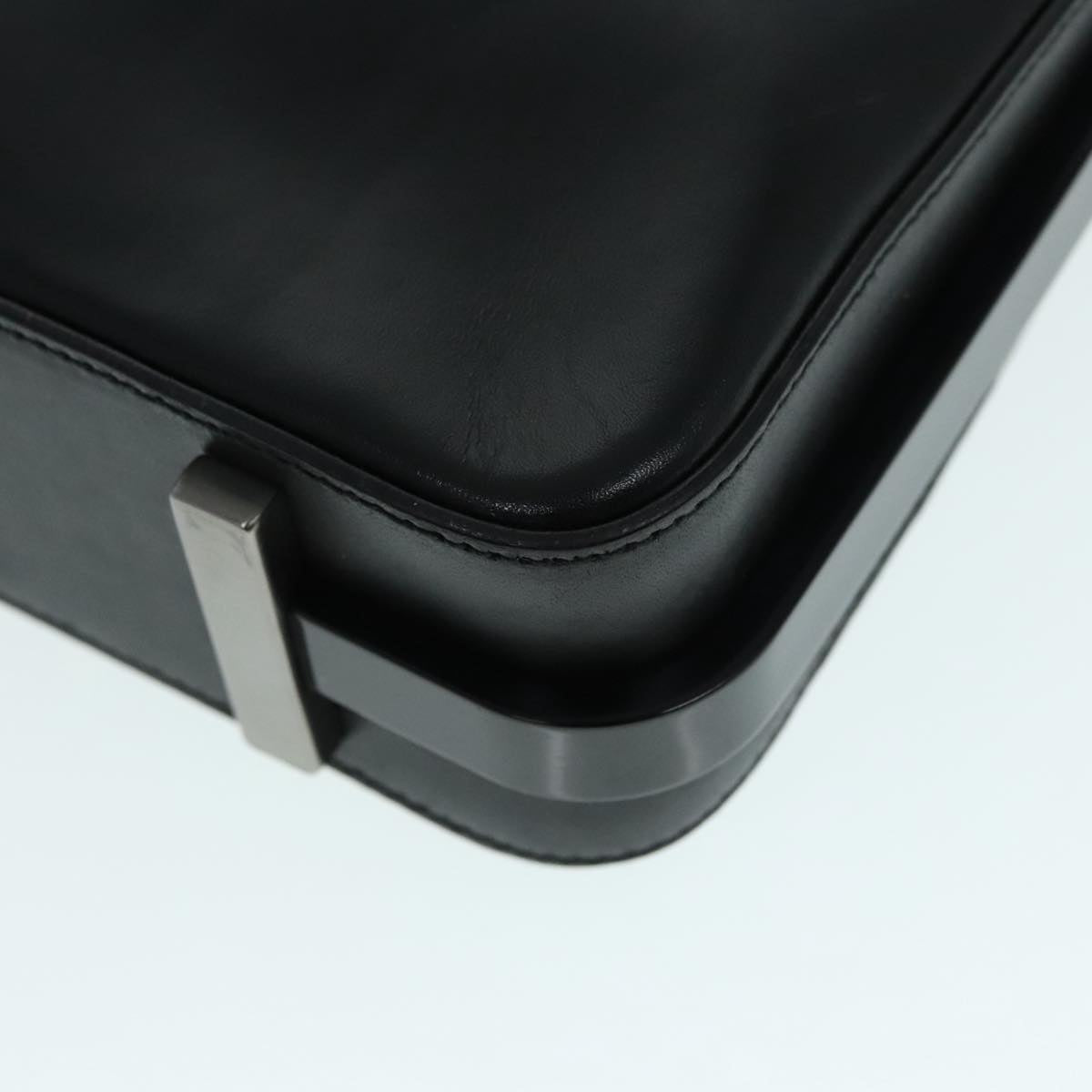 GUCCI Shoulder Bag Leather Black Silver yk14966