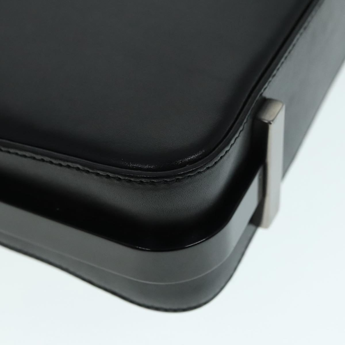 GUCCI Shoulder Bag Leather Black Silver yk14966