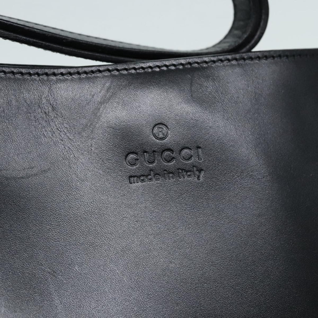 GUCCI Shoulder Bag Leather Black Silver yk14966