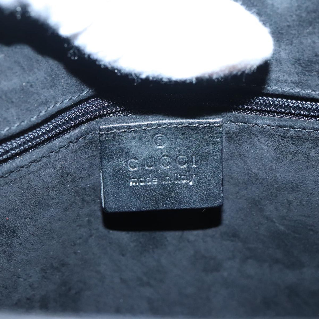 GUCCI Shoulder Bag Leather Black Silver yk14966