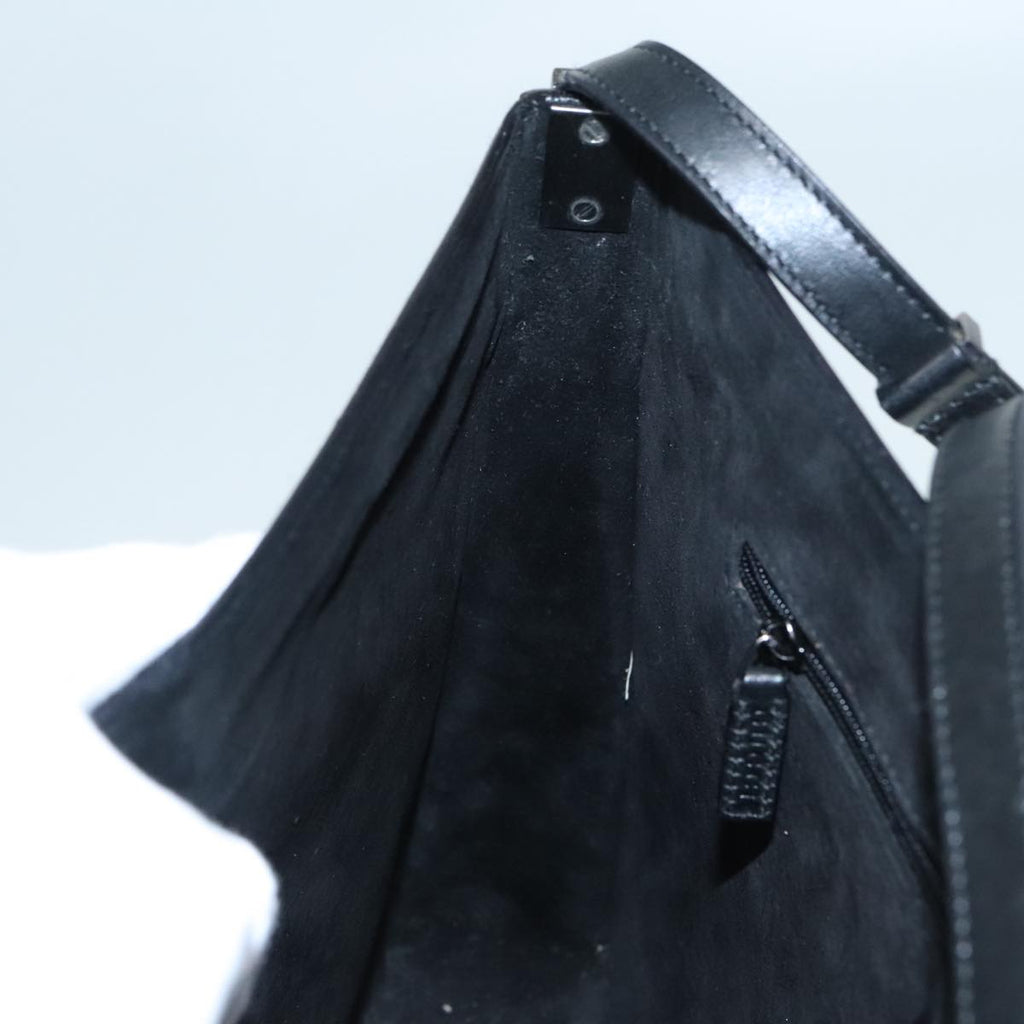 GUCCI Shoulder Bag Leather Black Silver yk14966