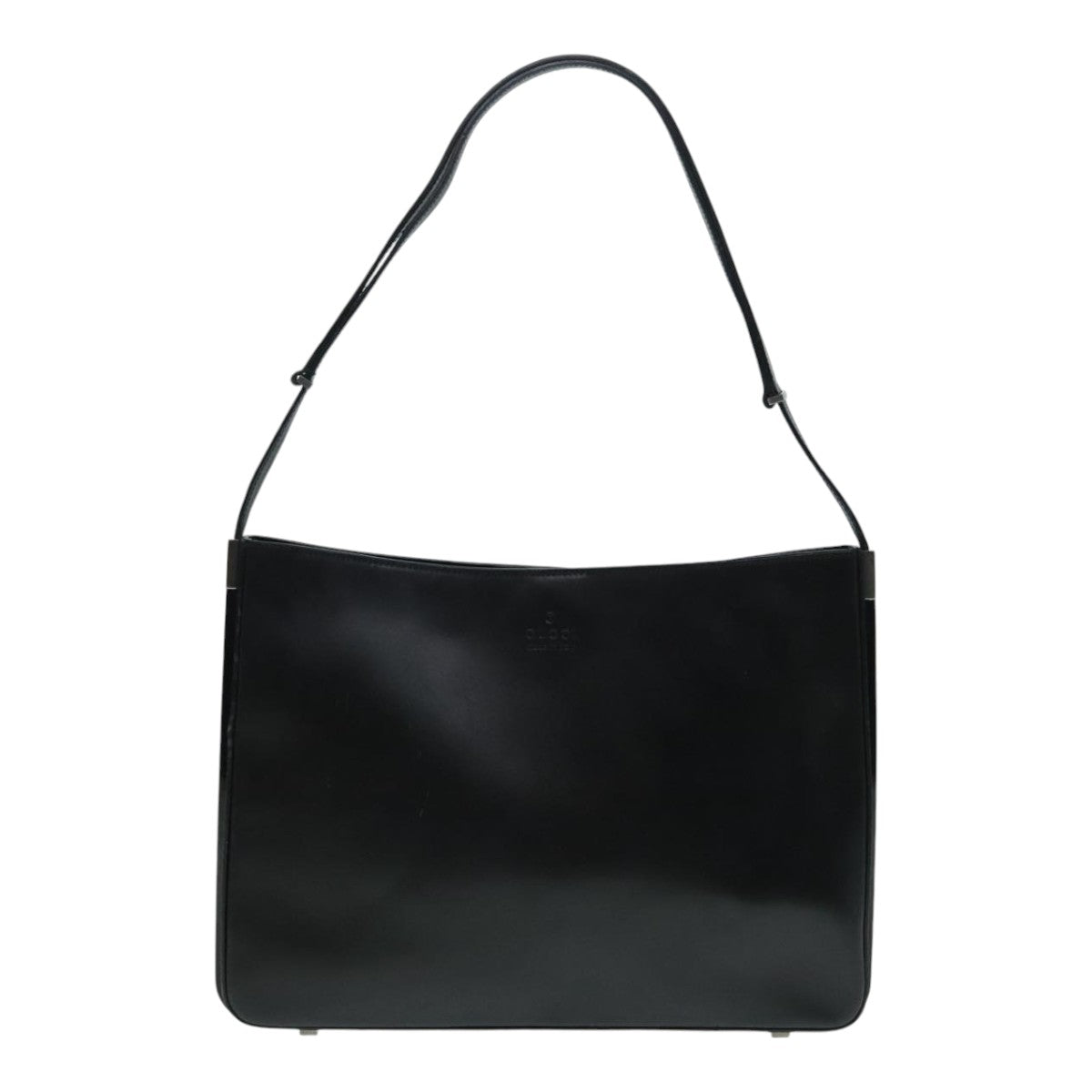 GUCCI Shoulder Bag Leather Black Silver yk14966