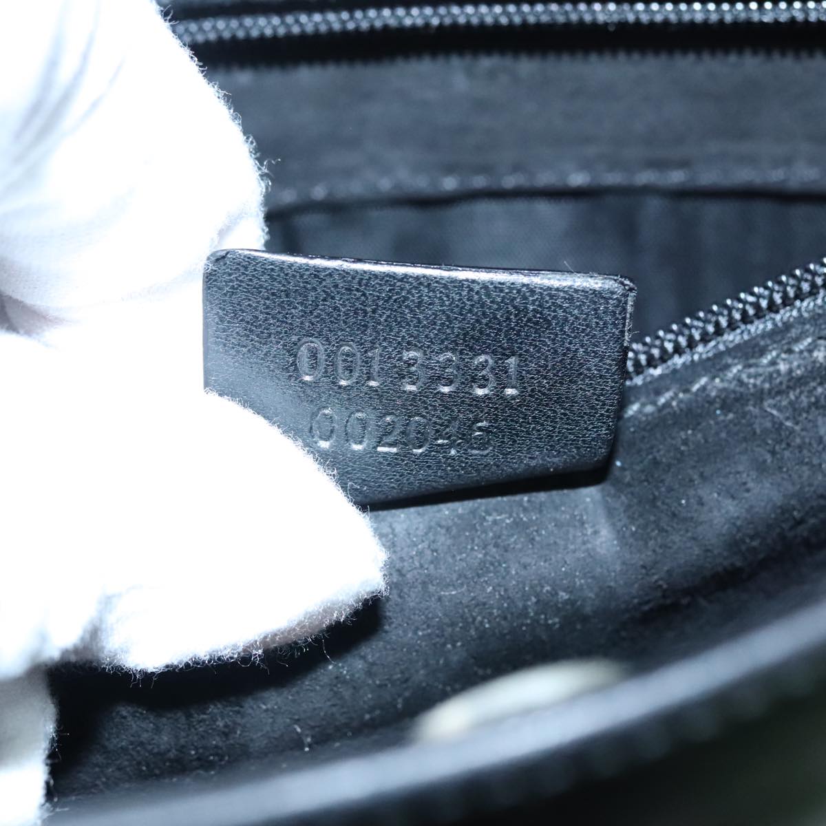 GUCCI Shoulder Bag Leather Black Silver yk14966