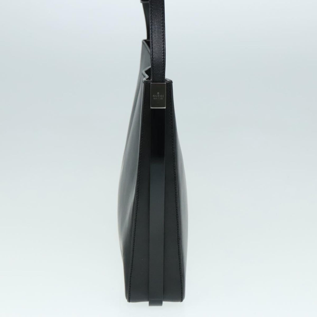 GUCCI Shoulder Bag Leather Black Silver yk14966