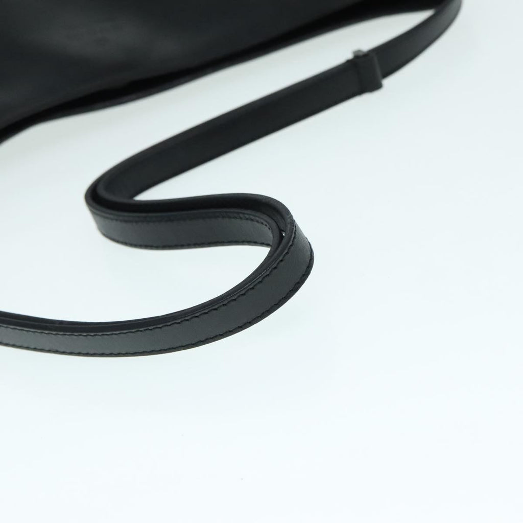 GUCCI Shoulder Bag Leather Black Silver yk14966