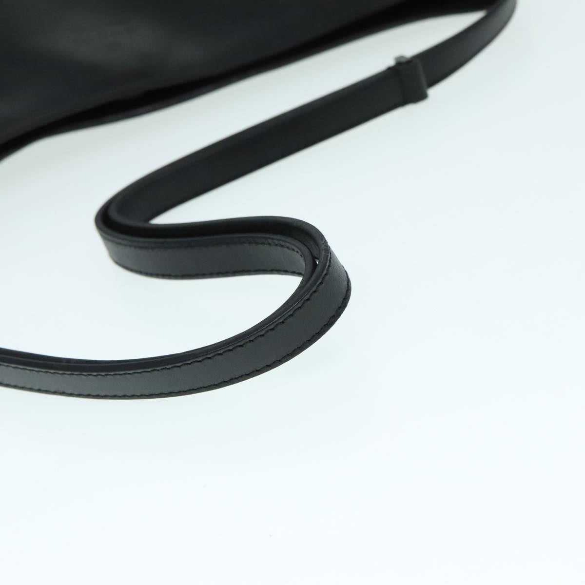 GUCCI Shoulder Bag Leather Black Silver yk14966