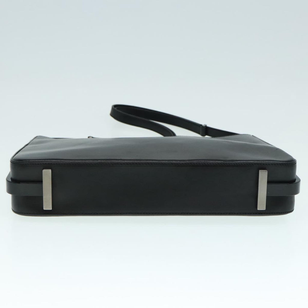 GUCCI Shoulder Bag Leather Black Silver yk14966