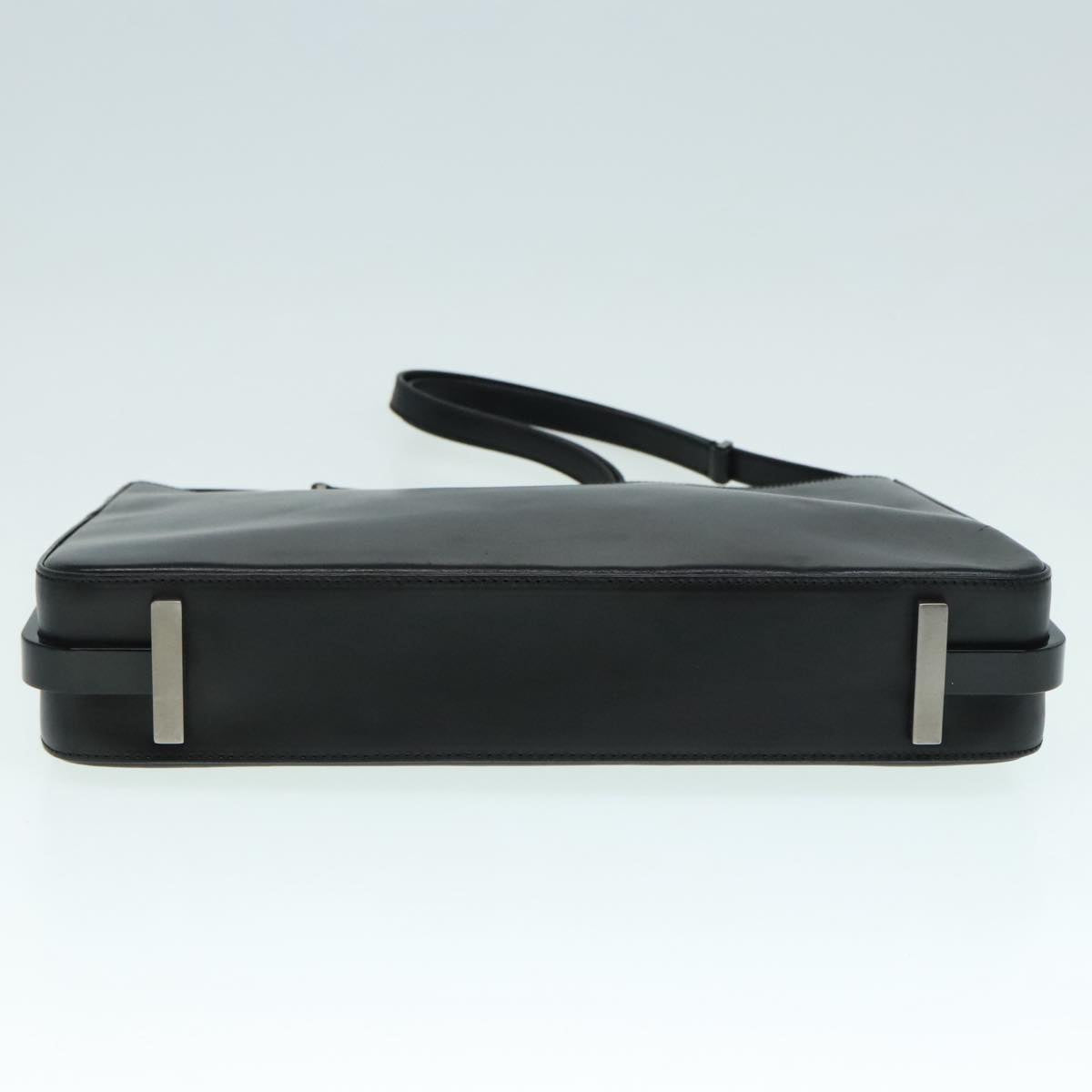 GUCCI Shoulder Bag Leather Black Silver yk14966