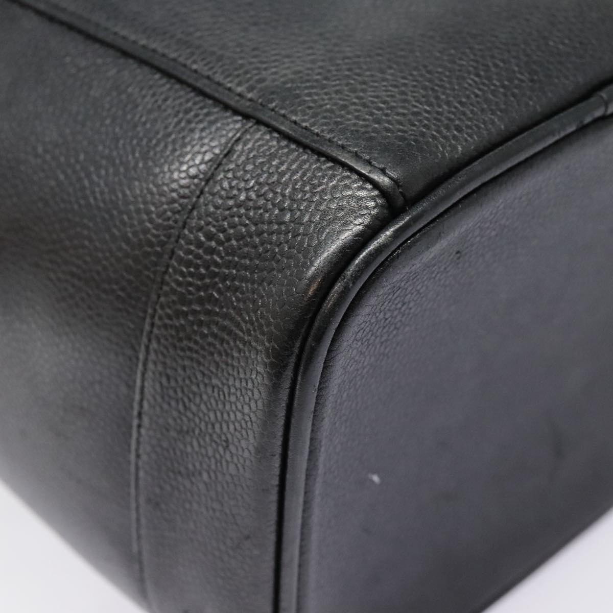 CHANEL COCO Mark Vanity Pouch Caviar Skin Black Gold CC yk14976