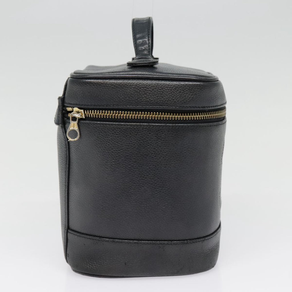 CHANEL COCO Mark Vanity Pouch Caviar Skin Black Gold CC yk14976