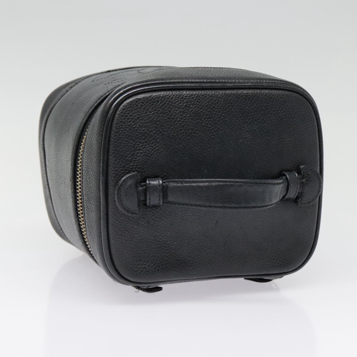 CHANEL COCO Mark Vanity Pouch Caviar Skin Black Gold CC yk14976