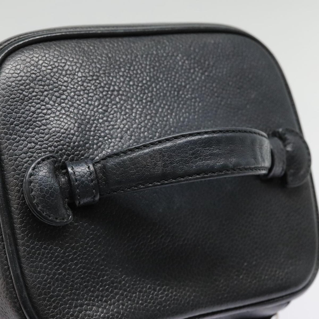 CHANEL COCO Mark Vanity Pouch Caviar Skin Black Gold CC yk14976