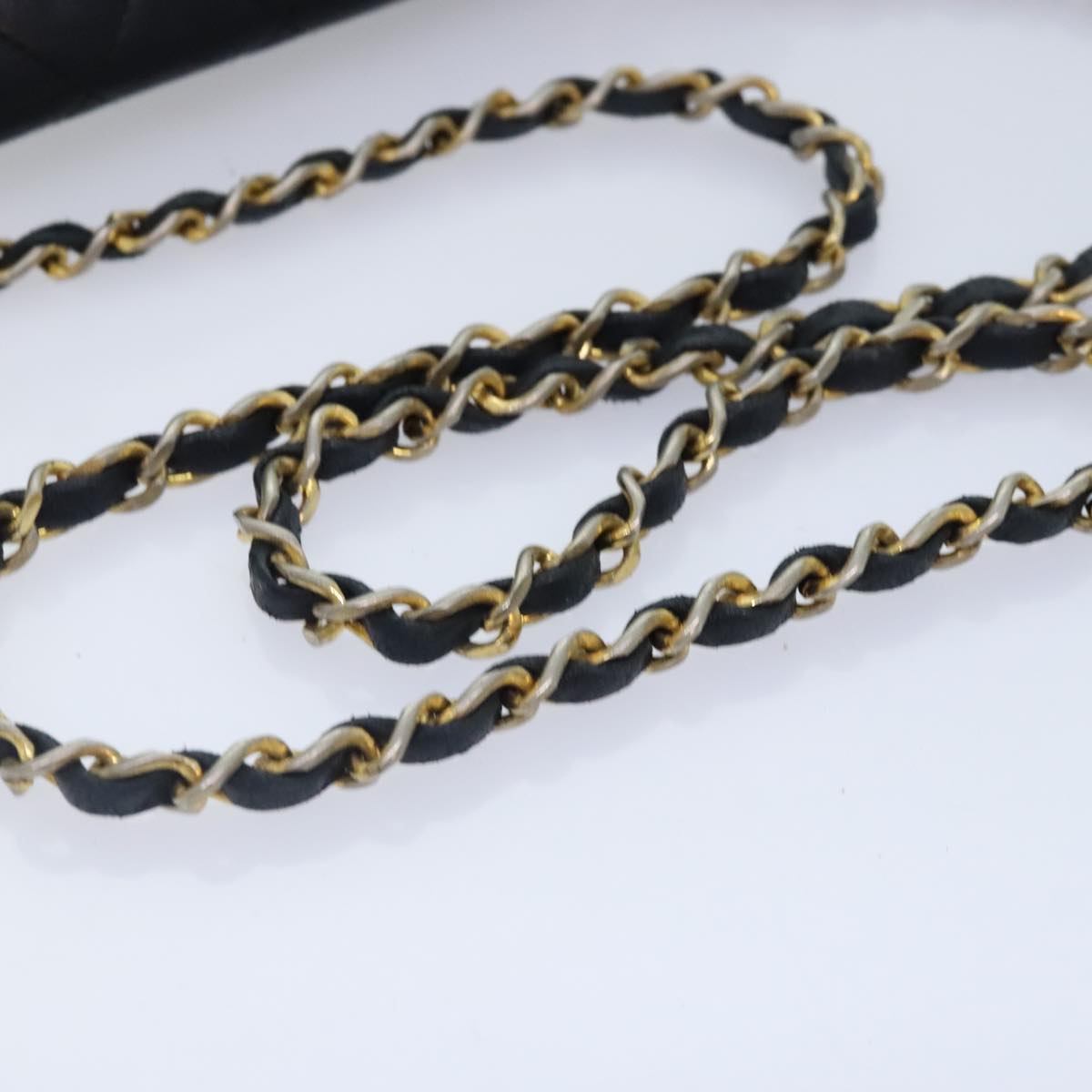 CHANEL Matelasse Turn Lock Chain Bag Lamb Skin Black Gold CC yk14979