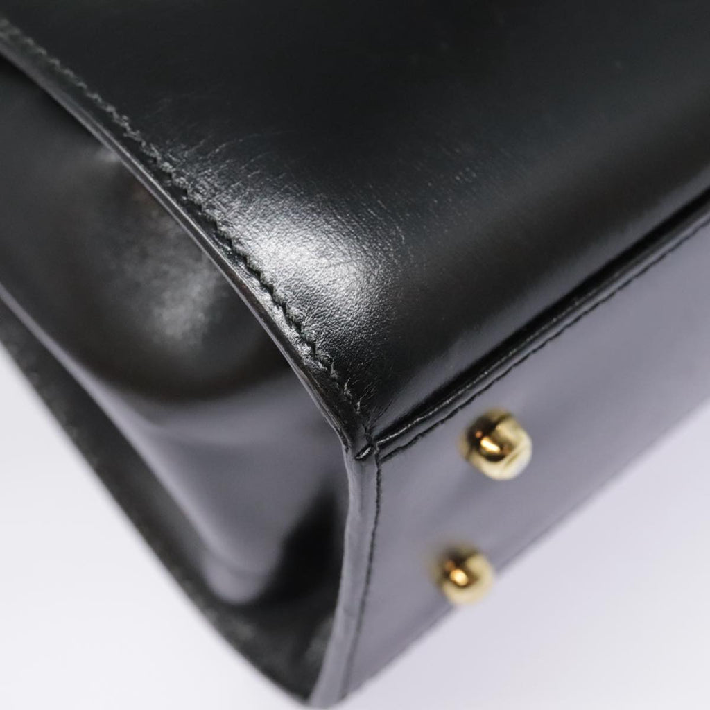 GUCCI Ready Lock Hand Bag Leather Black Gold 000 926 0211 yk14986