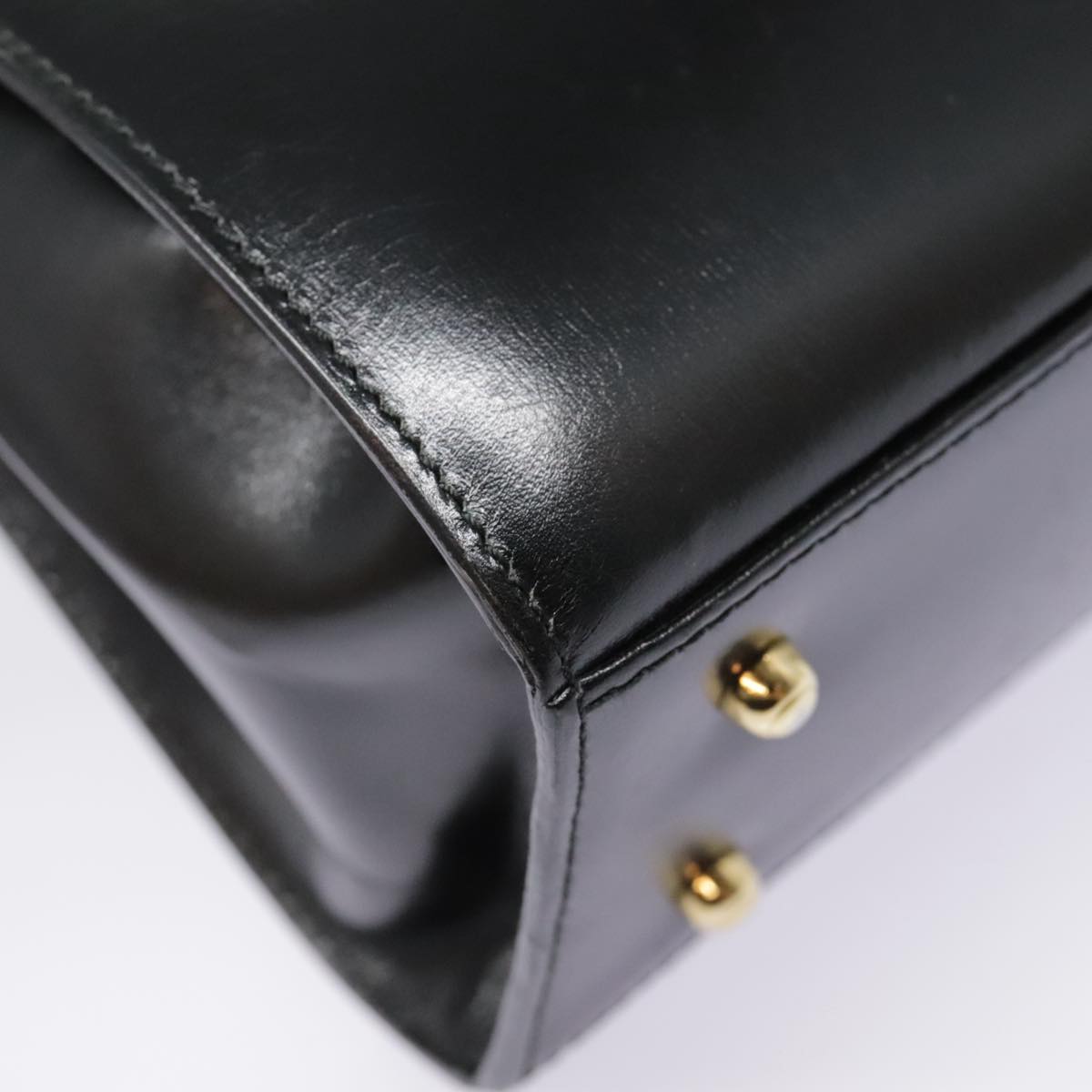 GUCCI Ready Lock Hand Bag Leather Black Gold 000 926 0211 yk14986