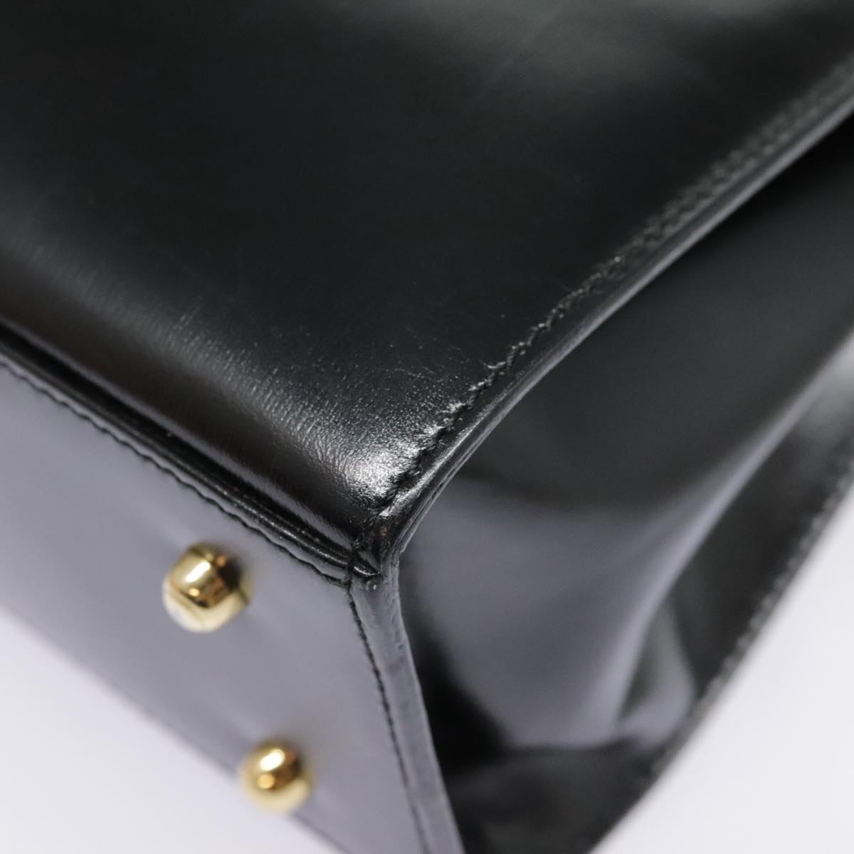GUCCI Ready Lock Hand Bag Leather Black Gold 000 926 0211 yk14986