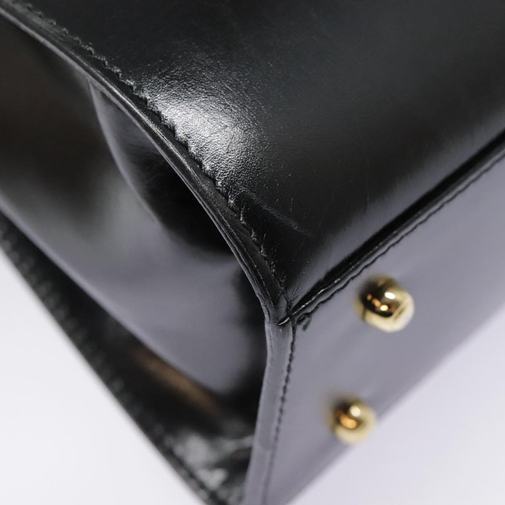 GUCCI Ready Lock Hand Bag Leather Black Gold 000 926 0211 yk14986