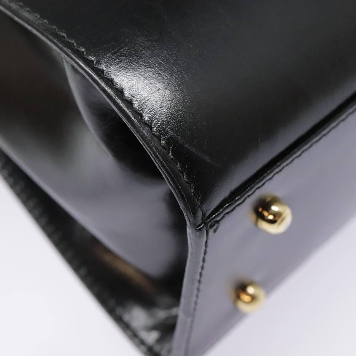 GUCCI Ready Lock Hand Bag Leather Black Gold 000 926 0211 yk14986