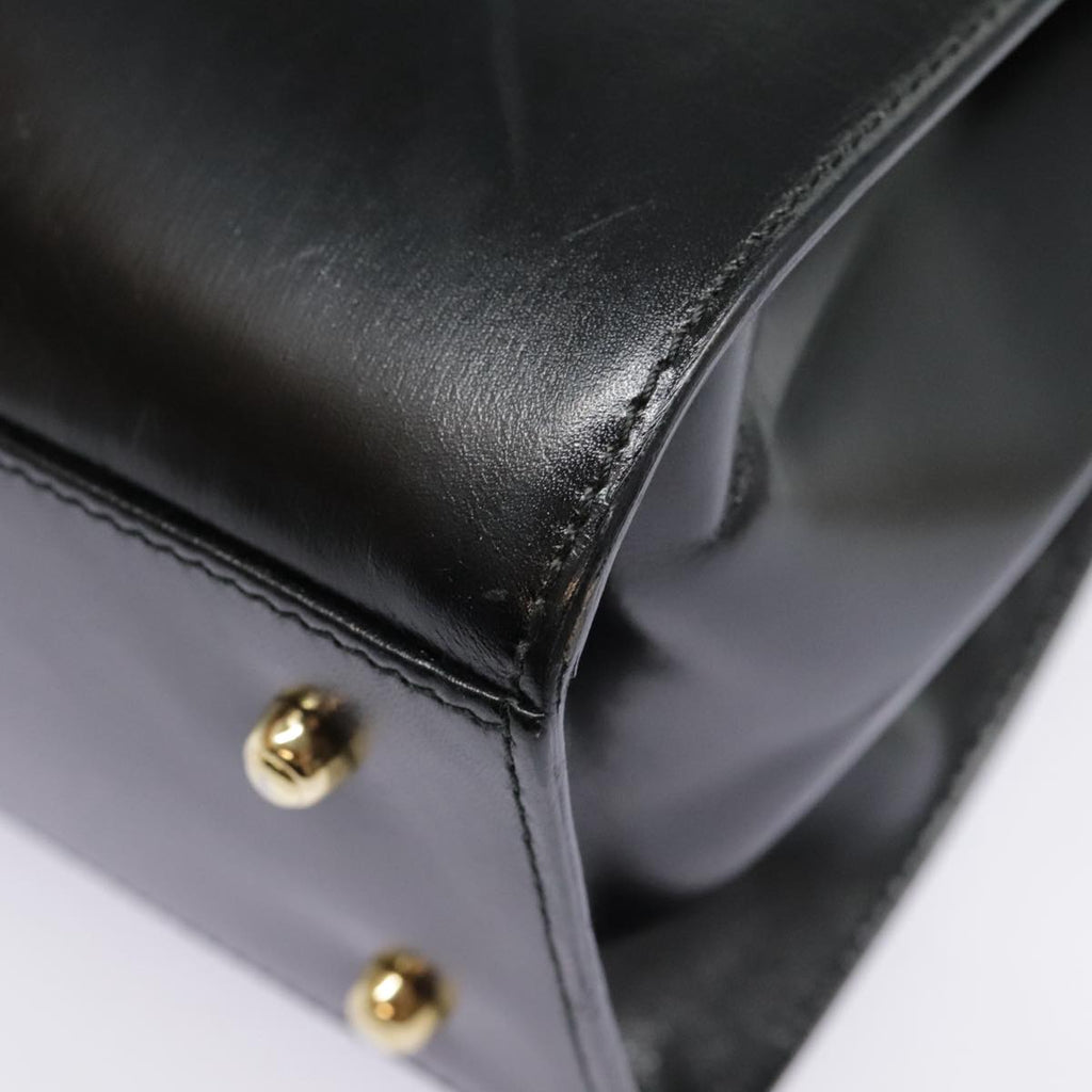 GUCCI Ready Lock Hand Bag Leather Black Gold 000 926 0211 yk14986