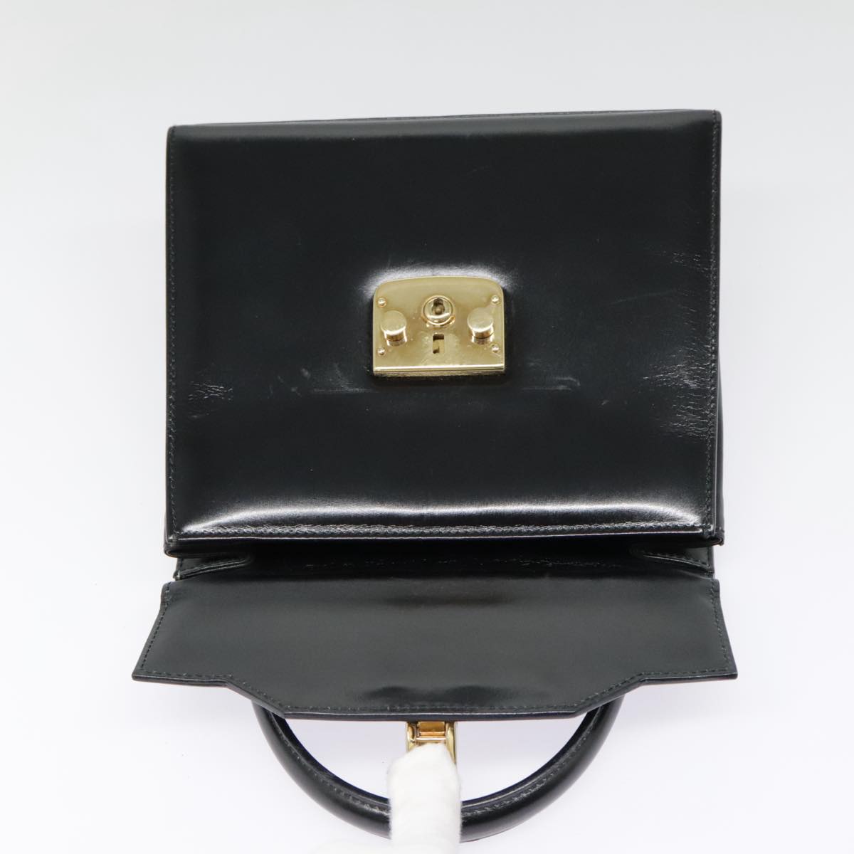 GUCCI Ready Lock Hand Bag Leather Black Gold 000 926 0211 yk14986