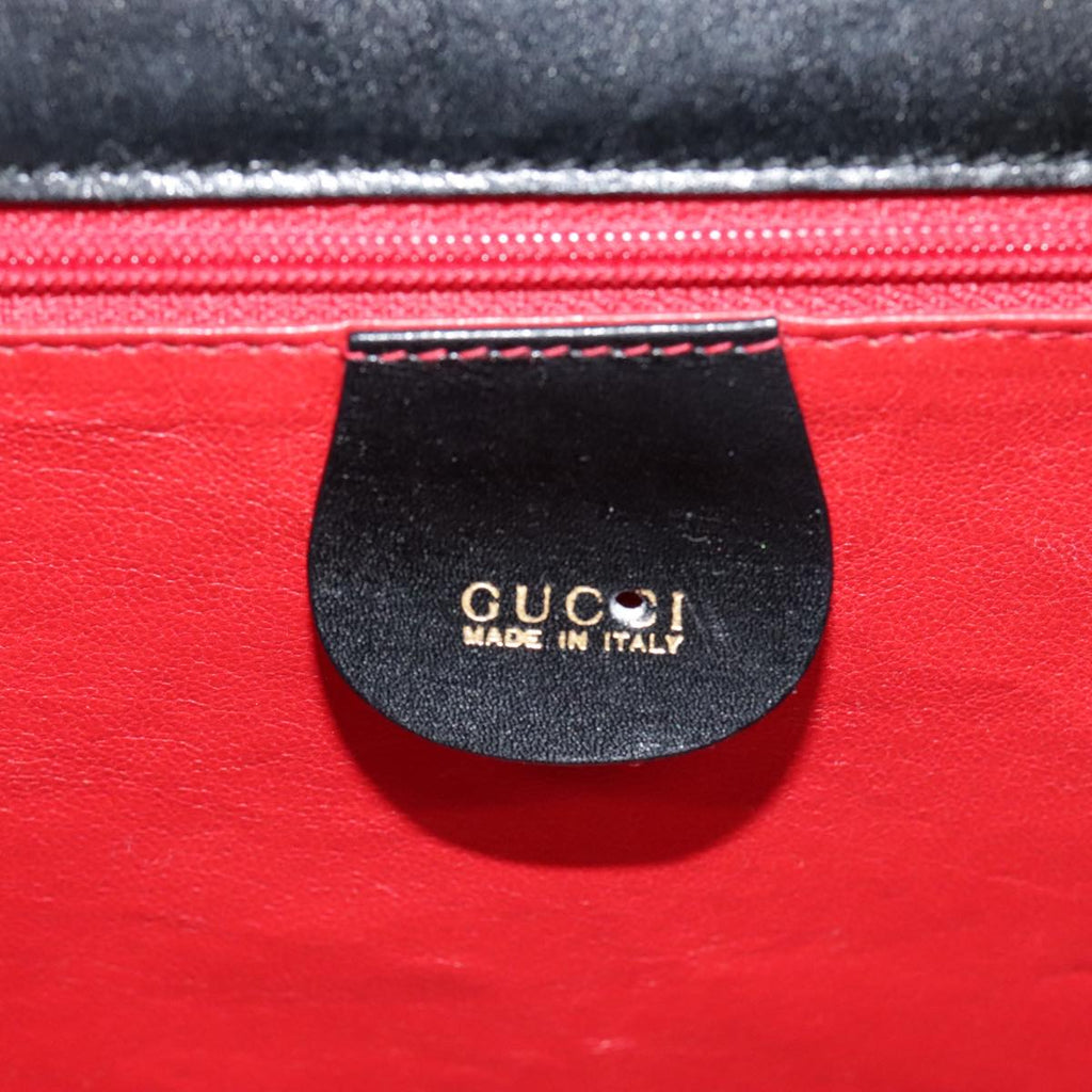 GUCCI Ready Lock Hand Bag Leather Black Gold 000 926 0211 yk14986