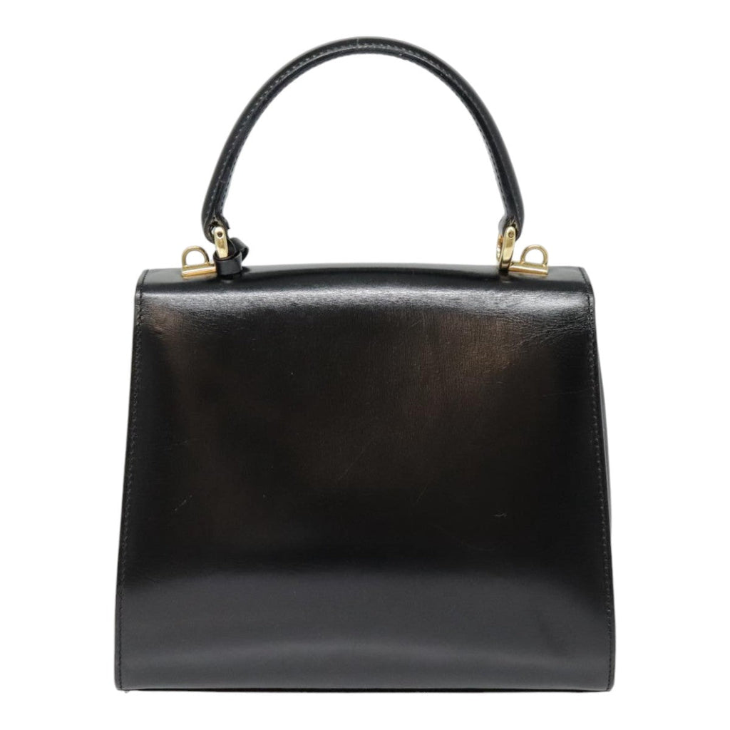 GUCCI Ready Lock Hand Bag Leather Black Gold 000 926 0211 yk14986