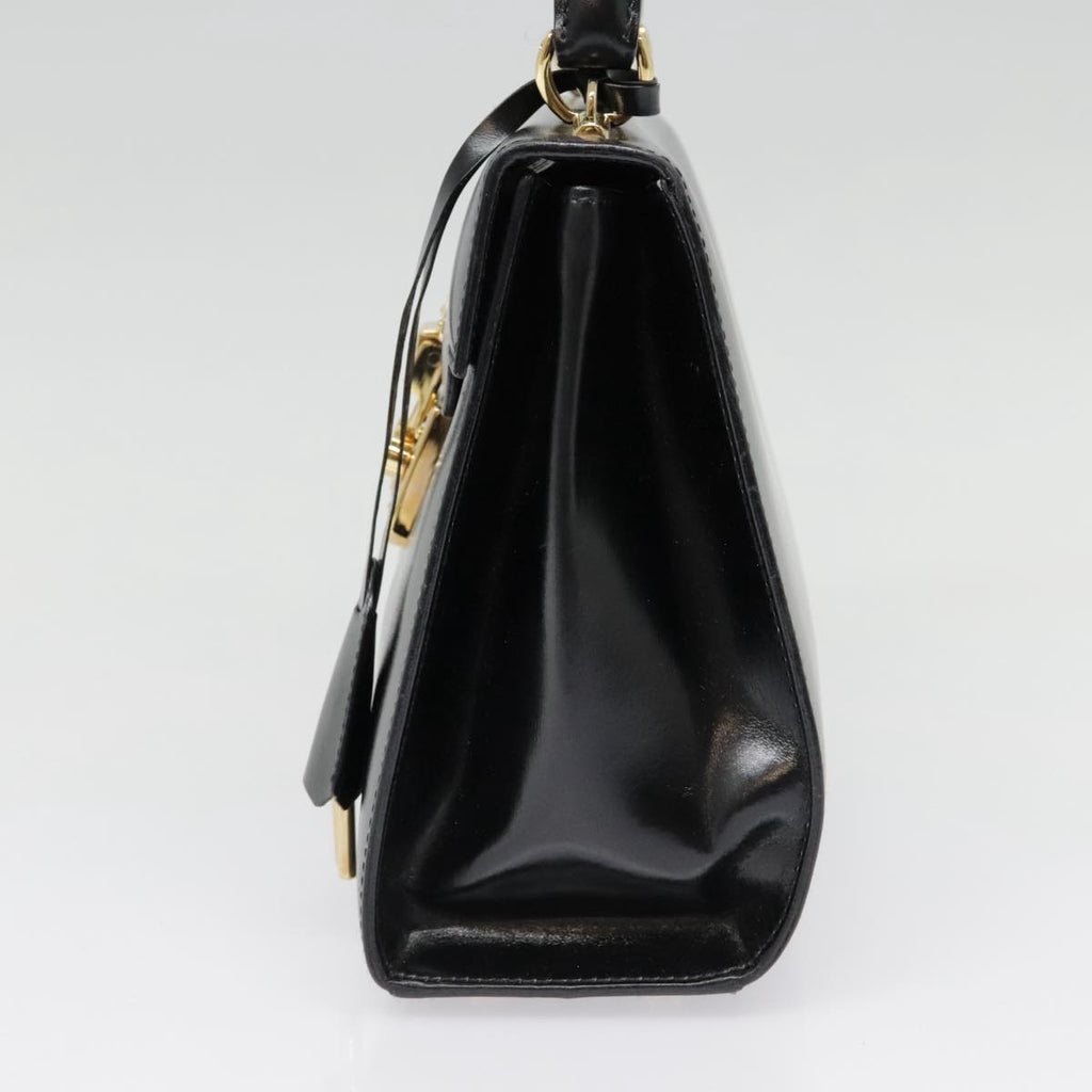 GUCCI Ready Lock Hand Bag Leather Black Gold 000 926 0211 yk14986
