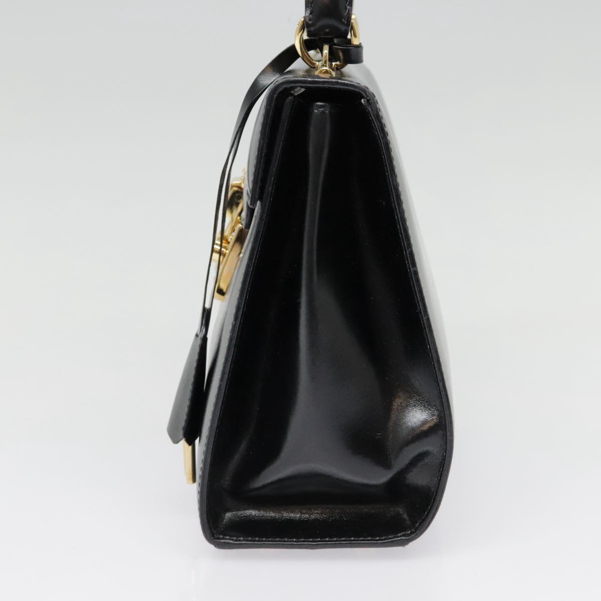 GUCCI Ready Lock Hand Bag Leather Black Gold 000 926 0211 yk14986