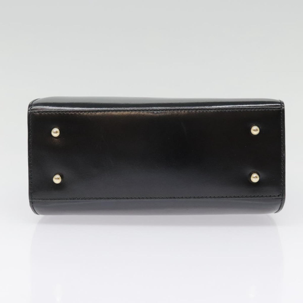 GUCCI Ready Lock Hand Bag Leather Black Gold 000 926 0211 yk14986