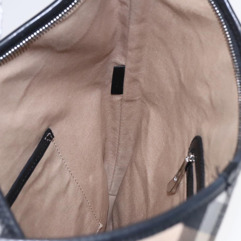 BURBERRY Nova Check Shoulder Bag PVC Beige Silver yk14989