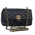 CHANEL Matelasse COCO Mark Chain Stone Bag Lamb Skin Black CC yk15007A