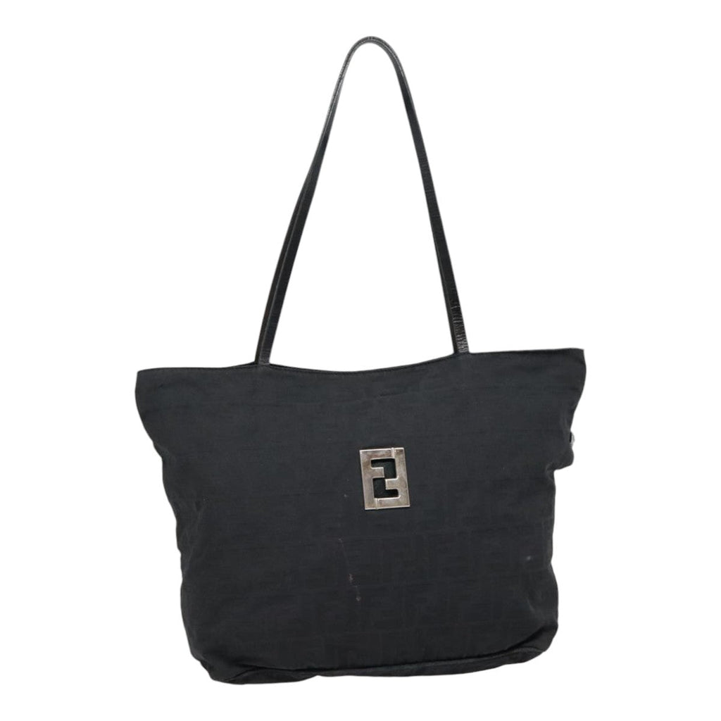 FENDI Zucca Canvas Tote Bag Silver Black yk15009